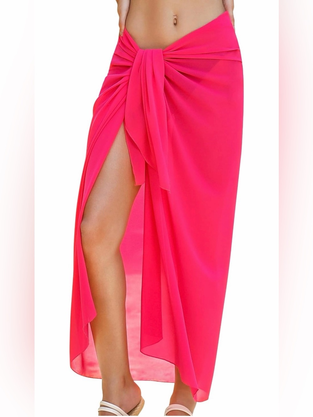 Women’s Hot Pink Tie Front Beach Sarong Cover-Up